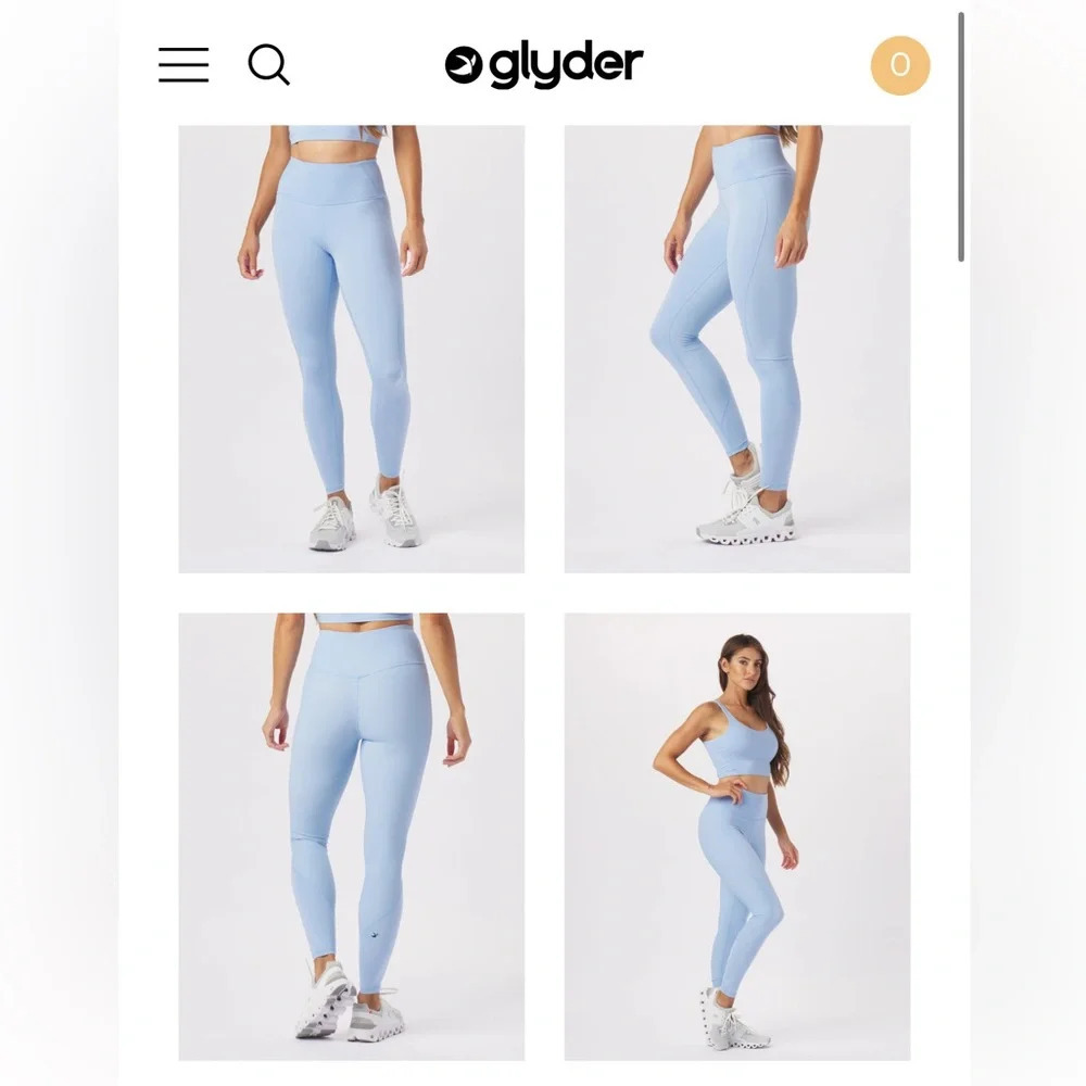 NWOT GLYDER Tone Up Legging Ice Blue tights pants gym Athleisure exercise S - Picture 2 of 8